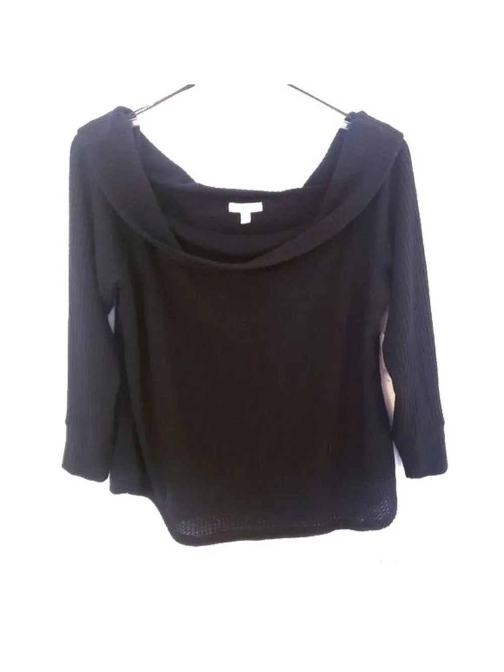 BP Ribbed Knit Black Cotton Blend Off The Shoulder Lightweight Top Size 1X NWT